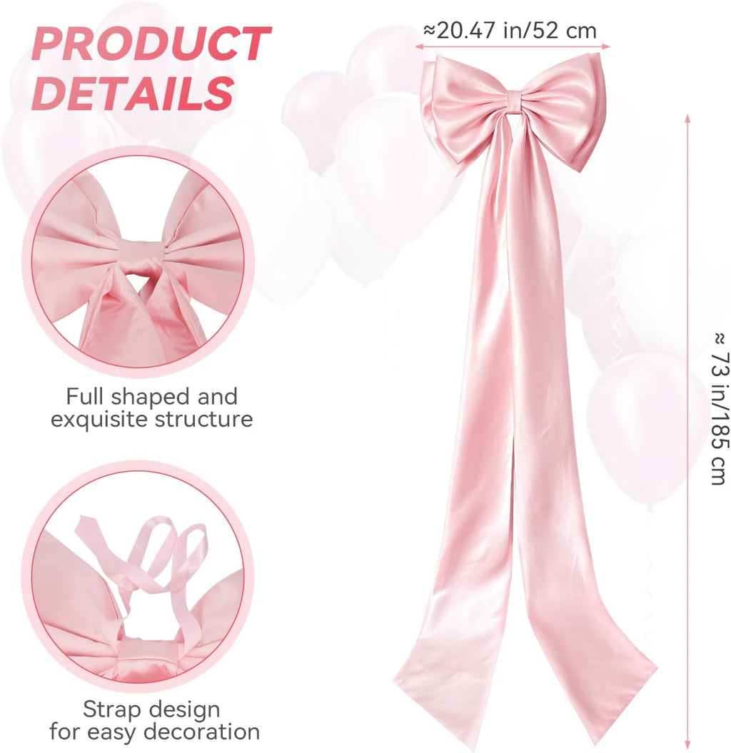 Skiennix Large Satin Bow Decoration - Giant Decorative Bows for Weddings & Parties | Pink