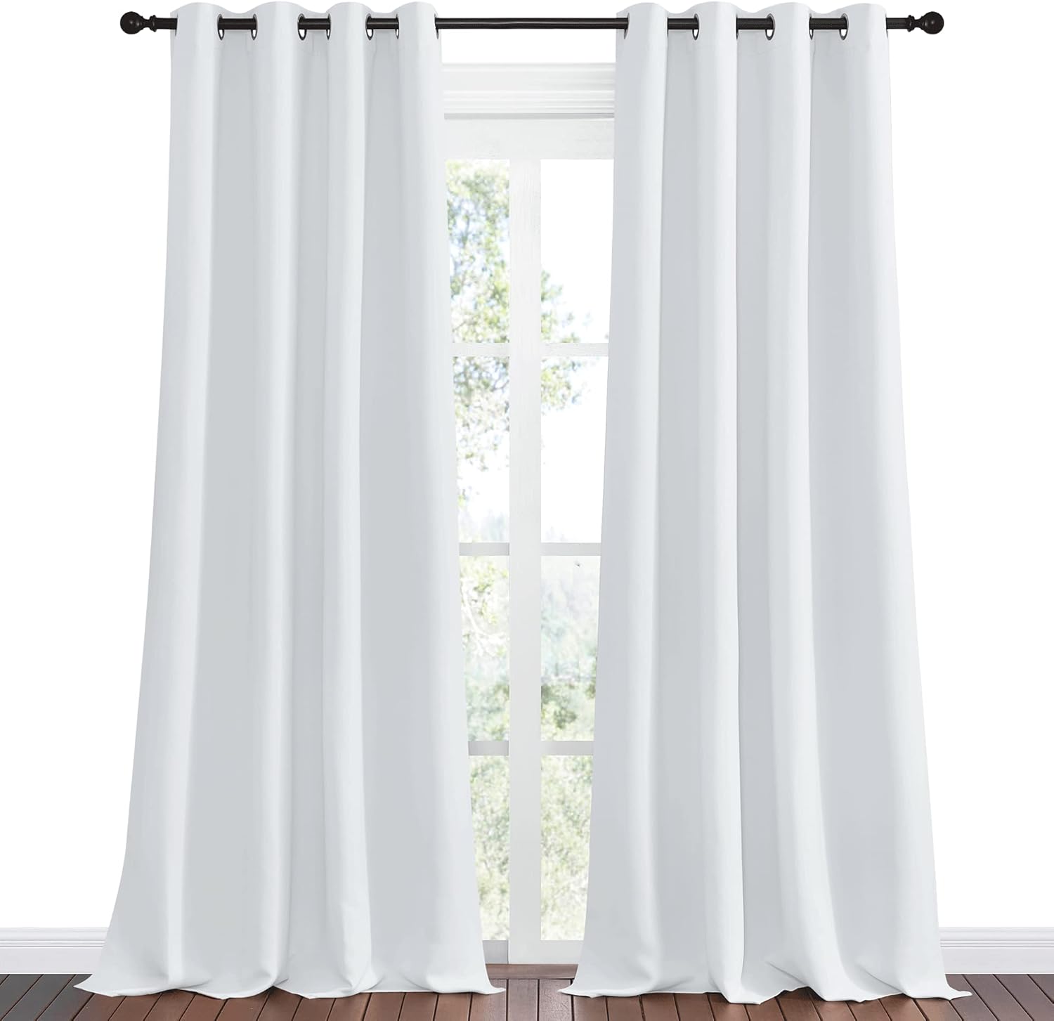 NICETOWN Room Darkening Curtain Panels - Thermal Insulated, 55" W x 102" L, Greyish White | Perfect for Bedroom & Nursery