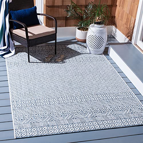SAFAVIEH Washable Rug Outdoor Courtyard Collection - 2'7" x 5', Blue & Navy, Non-Shedding & Easy Cleaning, Ideal for Patio, Backyard, Mudroom (CY8235-53412)