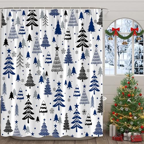 Christmas Gnomes Shower Curtain - 71x71 Inch Holiday Decor