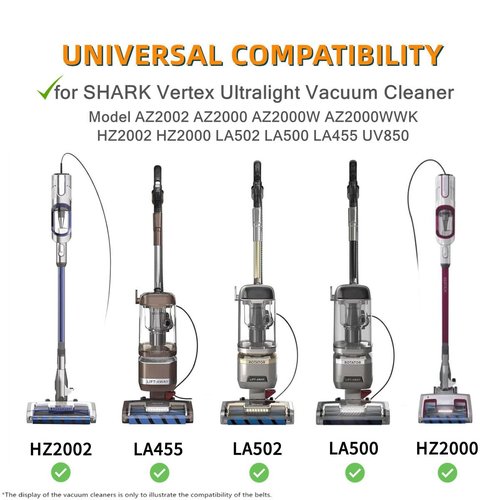 JEDELEOS Replacement Belts for Shark AZ2002 AZ2000 AZ2000W AZ2000WWK HZ2002 HZ2000 LA502 LA500 LA455 UV850 Vertex Ultralight Vacuum Cleaner, Soft Front Brush Belt 153-3GT-7 (Pack of 2)