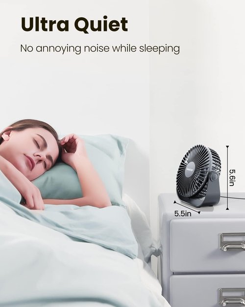Gaiatop USB Desk Fan - 3-Speed Portable Cooling with 90° Rotation | 5.5 Inch Quiet Personal Fan - Black