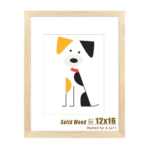 LUCKYLIFE 12x16 Picture Frame Natural Solid Wooden Photo Frames Diamond Art Painting for Wall, Display 8.5x11 with Mat or 12x16 Without Mat, 1 Pack