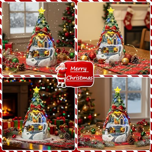 Animated Musical Christmas Tree Village with Spinning Santa Train - Lighted Figurine & Holiday Decor, Variation of Christmas Tree & Spinning Train