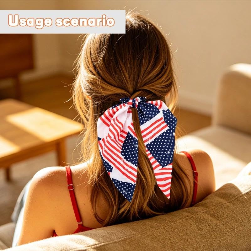 American Flag Hair Accessories Set 4th of July Bow Scrunchie Clips