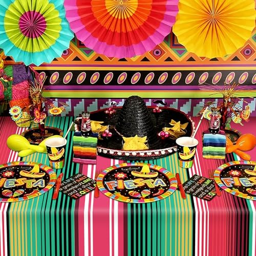 Mexican Serape Tablecloth - 54x108 Inch Striped Party Cover