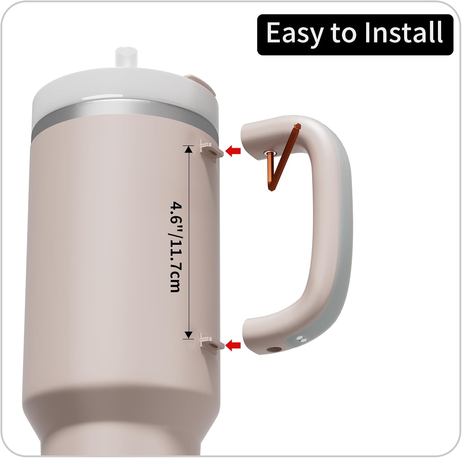 Stanley | LED Light-Up Tumbler Handle - Comfortable Grip for 40oz/30oz Cups | Rose Quartz Color