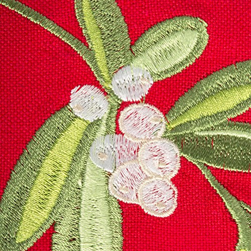 Embroidered Mistletoe Table Runner - 14x72 Inches, Cotton, Holiday Decor