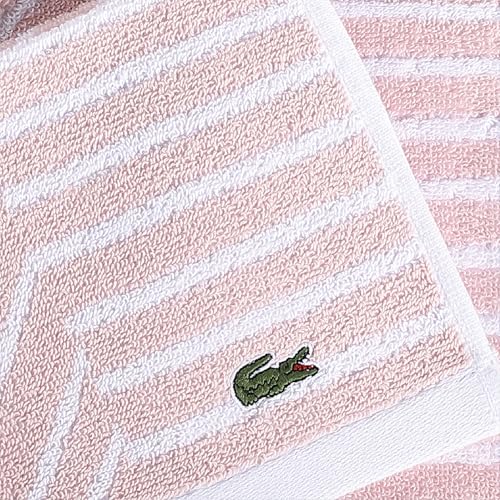 Lacoste Guethary Striped Towel ? 100% Cotton, Reversible Modern Geometric Design, Soft & Absorbent, Durable & Lightweight, Machine Washable ? Light Pink, 30"x54" Bath Towel