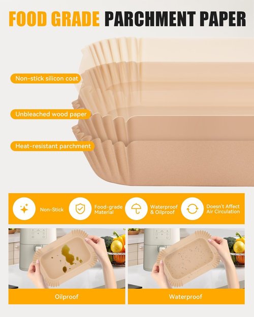 Bella 130PC Air Fryer Paper Liners - Non-Stick Disposable Parchment for 4Qt Slim Air Fryer