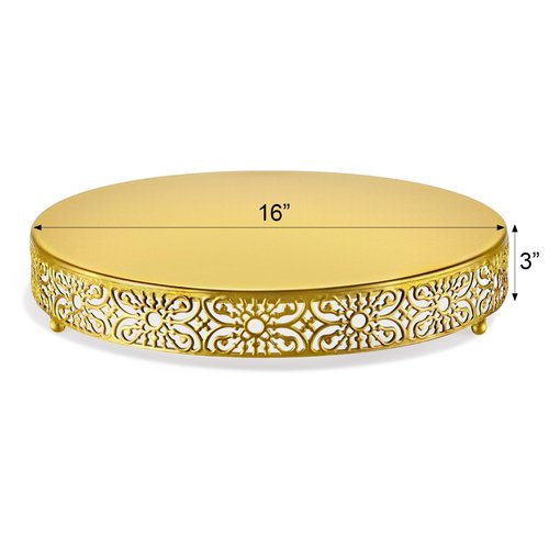 Wenqik Gold Wedding Cake Stand 16 Inch Metal Round Cake Stands Dessert Display Cupcake Stands Plates for Wedding Birthday Party Celebration