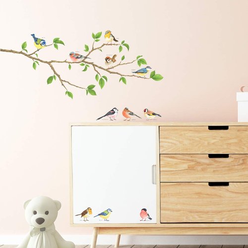 DECOWALL DS4-8036 Garden Birds Kids Wall Stickers Wall Decals Peel and Stick Removable Wall Stickers for Kids Nursery Bedroom Living Room (Small) Decor