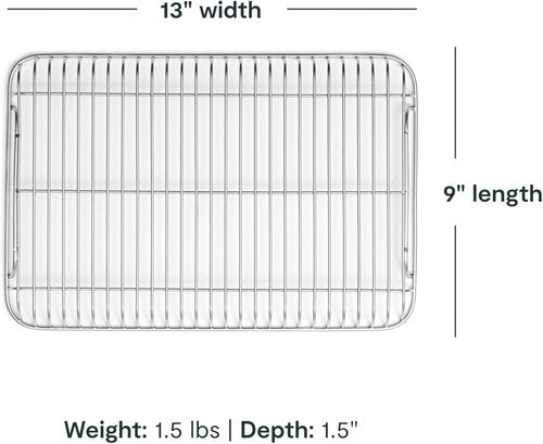 Caraway Stainless Steel Cooling Rack - 9" x 13" - Perfect for Cooling Baked Goods & Icing - Fits Small Baking Sheet