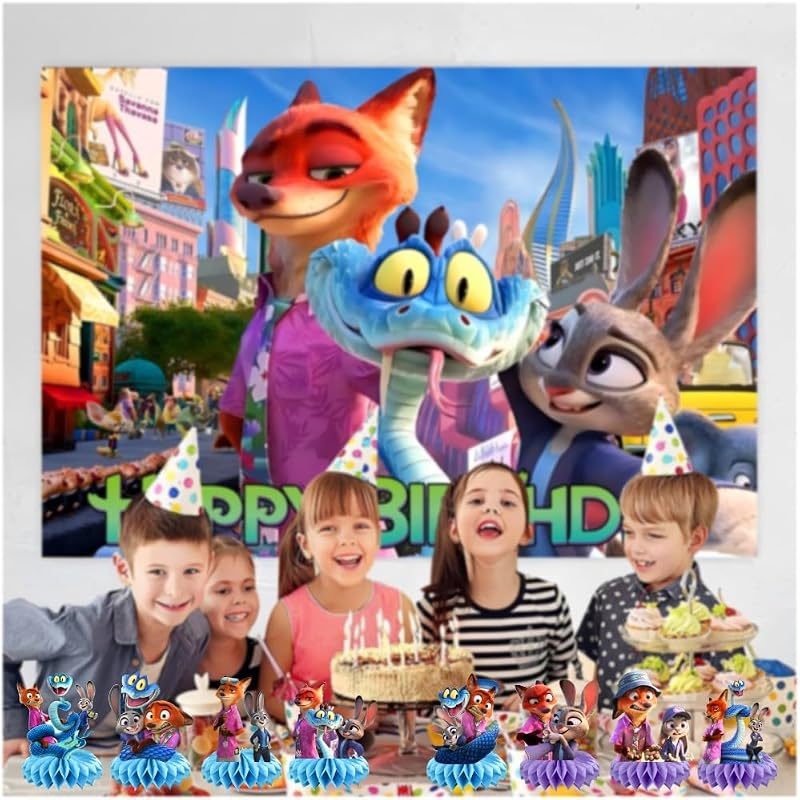 Zootopia Honeycomb Centerpieces - 8pcs Kids Party Decorations
