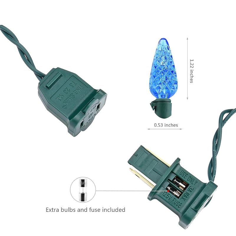 Blue 100 LED Christmas Lights String - 33 ft, Indoor/Outdoor - Brizled C5