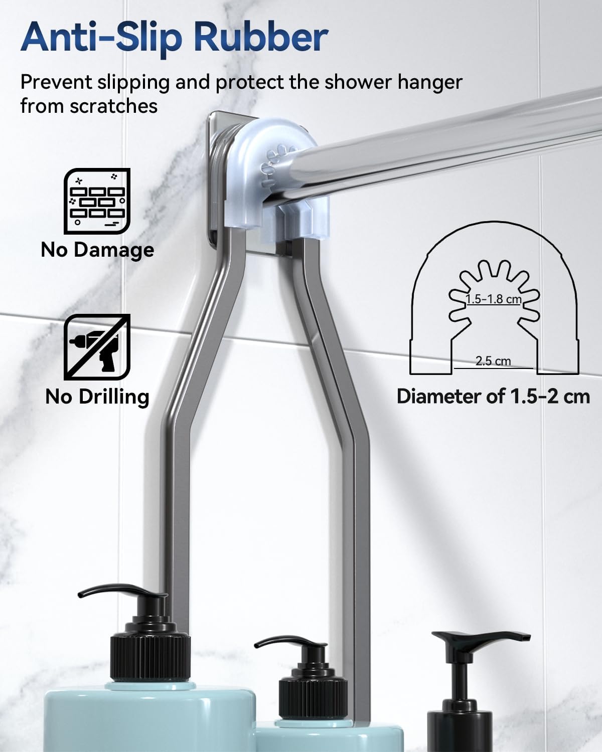 YASONIC Shower Caddy - Durable Aluminum Organizer with 10 Hooks & Soap Basket - Grey