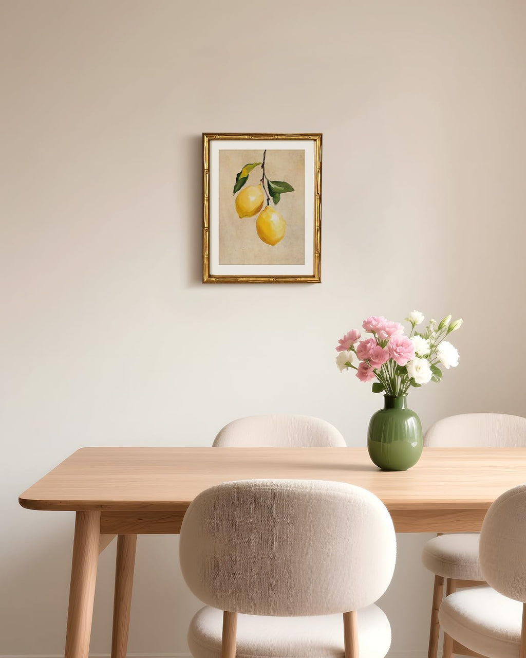 VIYYIEA Bamboo Detail Design Wall Art - Gold Framed Vintage Canvas Print for Living Room | 11 x 14 Inch