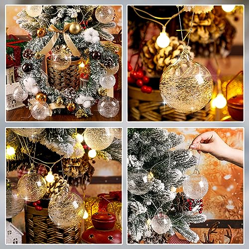 Uiifan 36 Pcs Clear Glass Christmas Ornaments Balls - Assorted Sizes & Iridescent Finish - Variation of 36 / 2.36 in, 2.76 in, 3.15 in