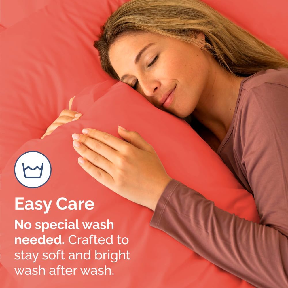 Skiennix Standard Pillow Cases Set of 2 - Ultra-Soft Hotel Quality - Comfy, Wrinkle-Free, Stain Resistant - Coral Color
