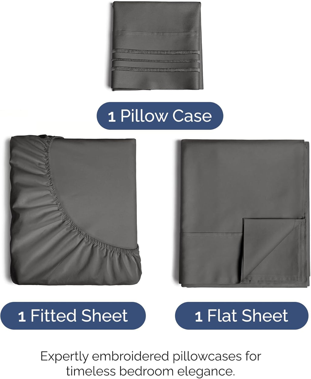 Skiennix Twin Size 3-Piece Sheet Set - Comfy Cooling Bed Sheets | Ultra-Soft, Deep Pockets, Charcoal