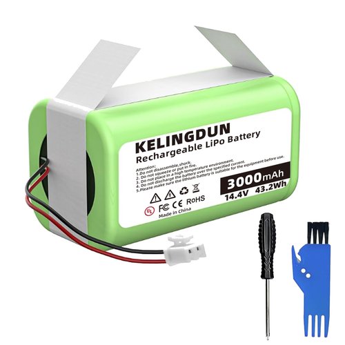 kelingdun Battery Replacement for ION/IQ/AI Robot Vacuum RV1001AE RV1001 RV1000 RV1101ARUS RV2001WRUS RV871R RV851WV RV850BRN RV850 RV761 RV750_N AV753 AV752 | 14.4V 3000mAh