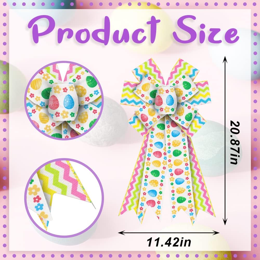 Regine Switzerland Easter Wreath Bows - Colorful Rainbow Burlap Decor for Indoor/Outdoor Use