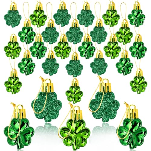 St. Patrick's Day Shamrock Ornament Set - 48pcs Clover Baubles