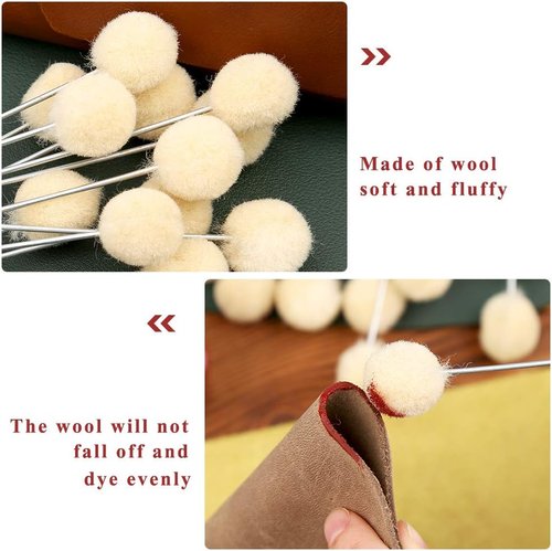 BUTUZE Wool Daubers - 25 Pcs Leather Dye Tool with Metal Handle for DIY Crafts Projects