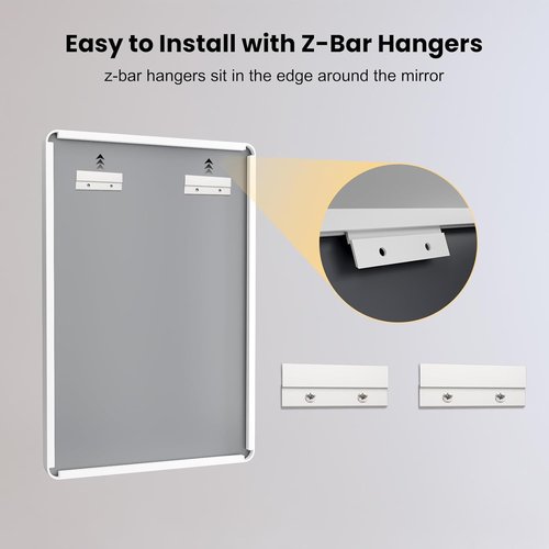LOAAO Bathroom Mirror - 20x30 Inch White Metal Framed Rounded Rectangle | Anti-Rust, Versatile Hanging Options