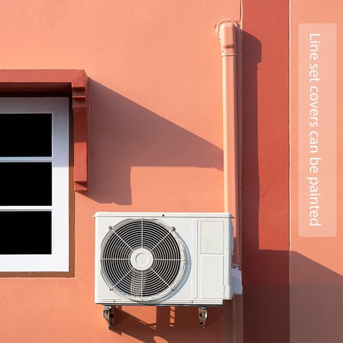 GUEQUITLEX 3" W 7.5 Ft Mini Split Line Set Cover Kit Air Conditioner Decorative PVC Line Cover Kit for Central Air Conditioner Mini Split AC Cover for Outside Heat Pumps Tubing Cover