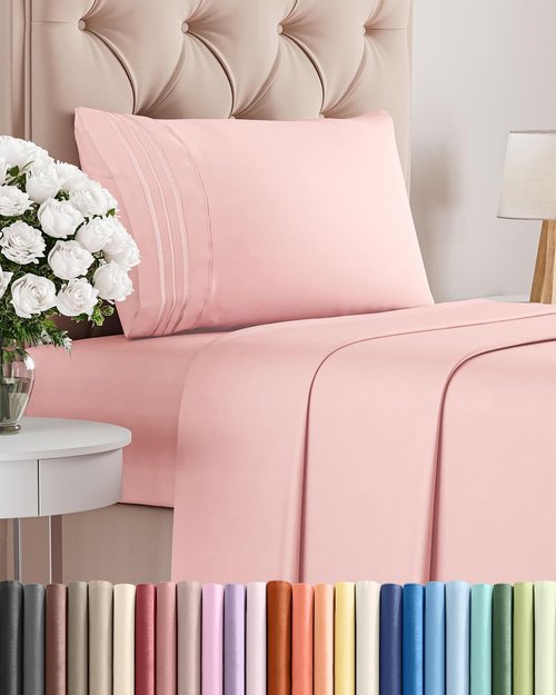 Hotel Luxury Twin Size 3-Piece Sheet Set - Comfy, Breathable & Cooling Bedding - Ultra-Soft, Deep Pockets - Oeko-Tex Certified - Baby Pink