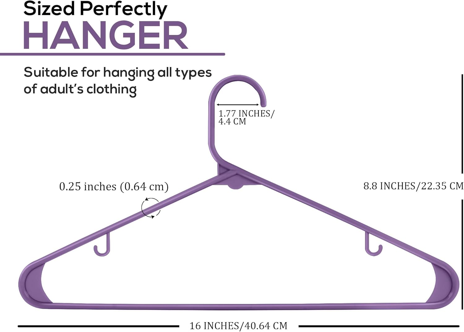Utopia Home Plastic Hangers 50 Pack - Durable Space-Saving Clothes Hangers - Heavy Duty Purple Design