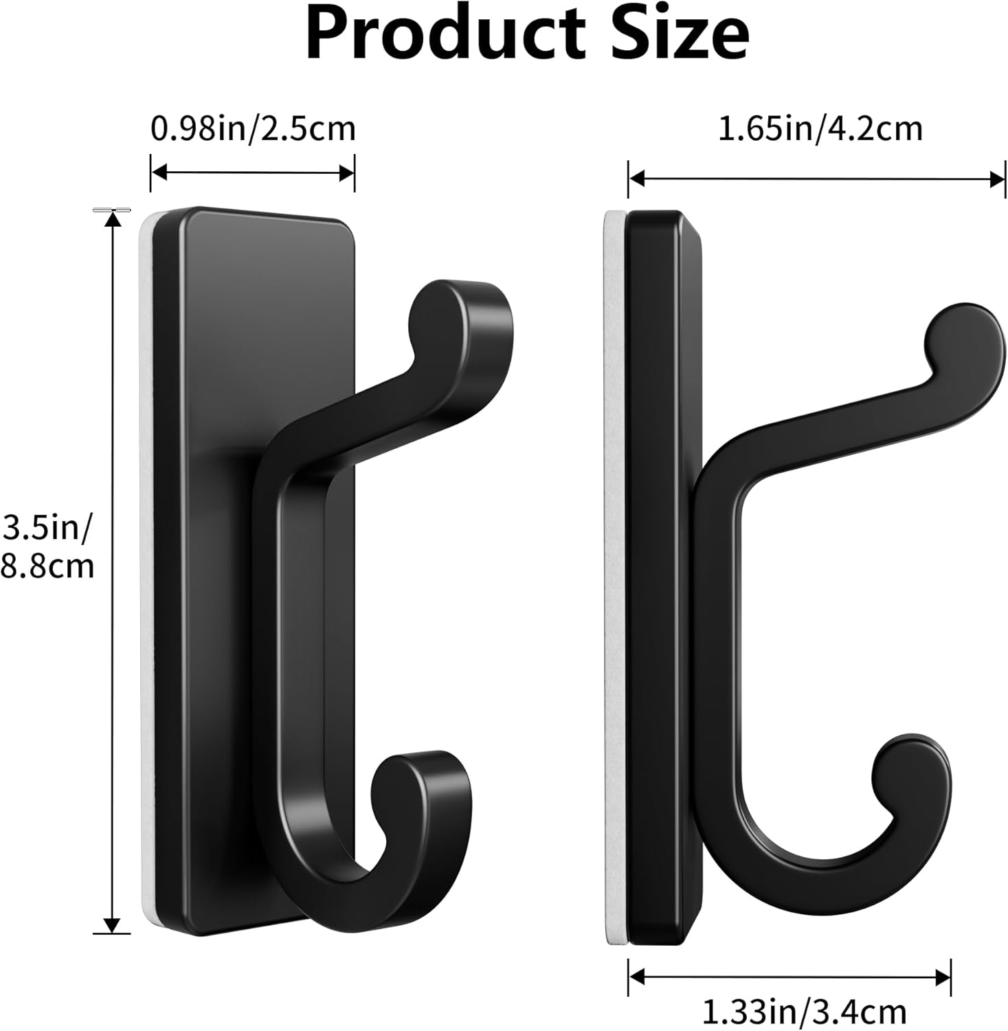 Skiennix Self-Adhesive Wall Hooks - Heavy-Duty Sticky Hangers for Clothes & Towels | 4 Pack, Black