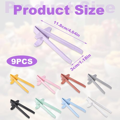 9 Pcs & 9 Colors! Snack Chopsticks,Finger Chopsticks For Snacking,For Clean Hands,Chip ,Ergonomic Design Stable And Not Easy To Fall Off Convenient For Snacking Gaming