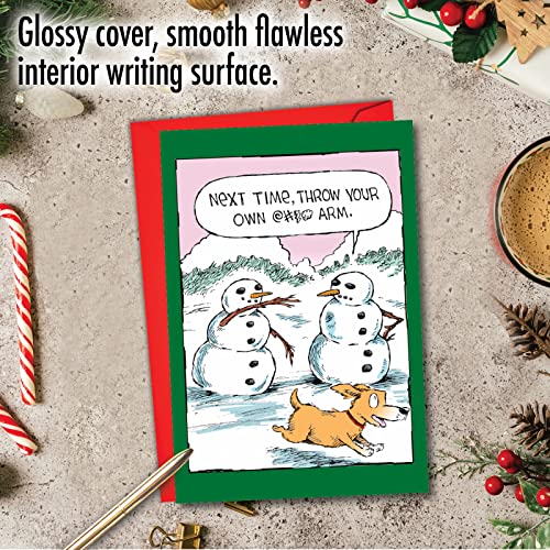 Funny Christmas Dog Snowman Arm Greeting Card - Holiday Humor, NobleWorks