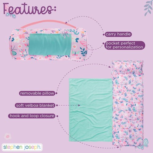 Stephen Joseph, Toddler All Over Print Nap Mat with Soft Blanket and Removable Pillow for Boys & Girls, Kids Sleeping Bag for Elementary, Daycare, Preschool with Carry Handle, Camo