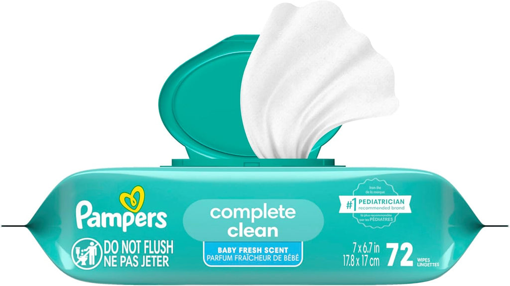 Pampers Baby Wipes - Complete Clean Fresh Scented Wipes for Gentle Head-to-Toe Care | 72 Count