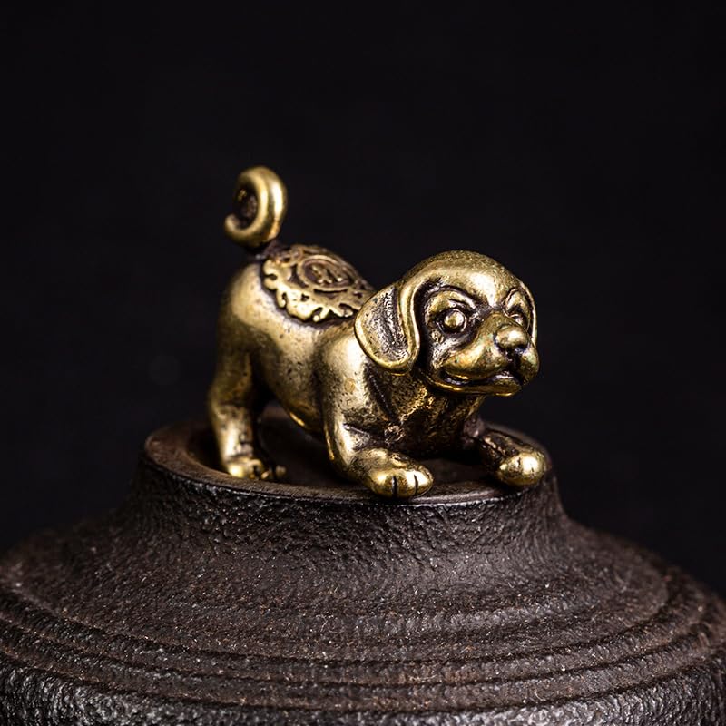 Brass Dog Figurine Set - Cute Animal Statues for Home Decor