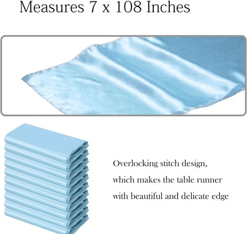 50 Baby Blue Satin Chair Sashes by [Brand Name] - Elegant 7x108 Inch Bows for Weddings & Parties