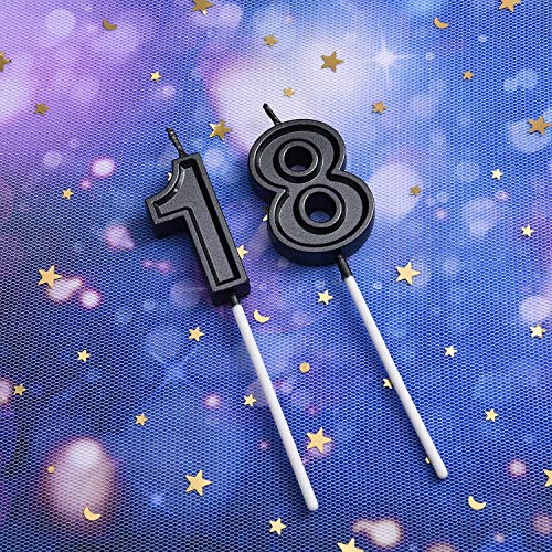 18th Birthday Cake Candles - Black Numeral Decoration Set