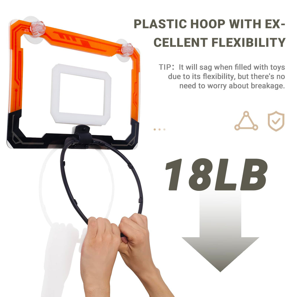 QPJ Baby Bath Toy Storage Organizer, Large Opening Mesh Bathtub Toy Storage for Tub, Bath Toy Holder for Quick Release of Toys for Bathroom, Basketball Hoop Design with Fun Bonus