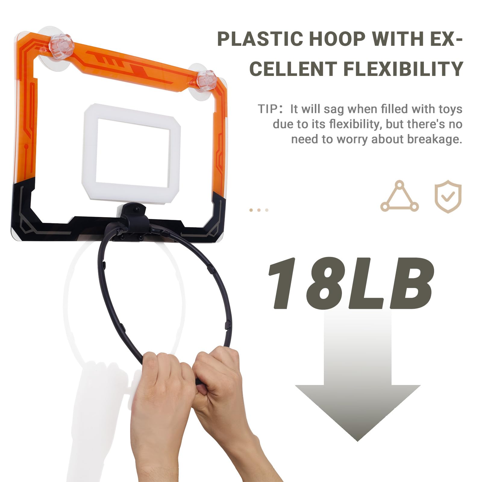 QPJ Baby Bath Toy Storage Organizer, Large Opening Mesh Bathtub Toy Storage for Tub, Bath Toy Holder for Quick Release of Toys for Bathroom, Basketball Hoop Design with Fun Bonus