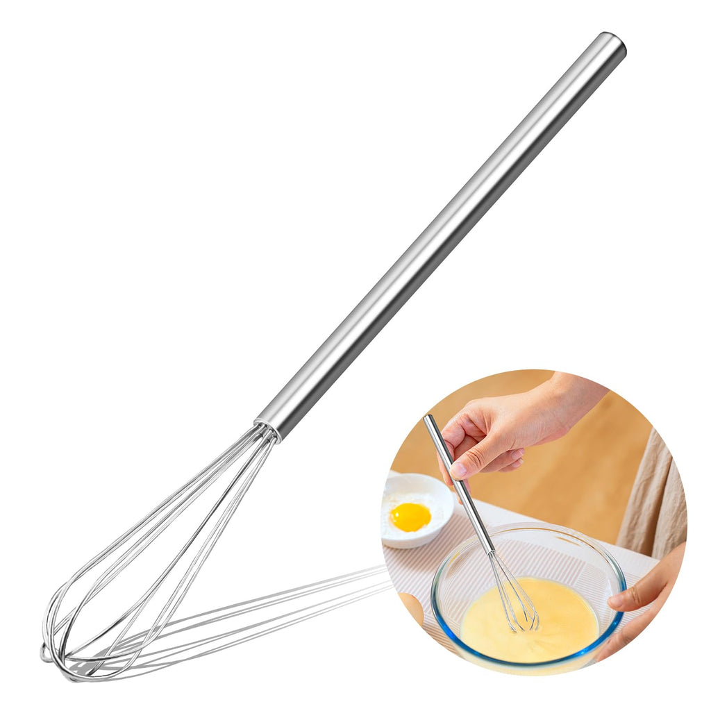 10 Inch Mini Whisk, 304 Anti-Rust Stainless Steel Small Whisks for Cooking, Baking, Mixing Ingredients & Deep Containers (1 Piece)