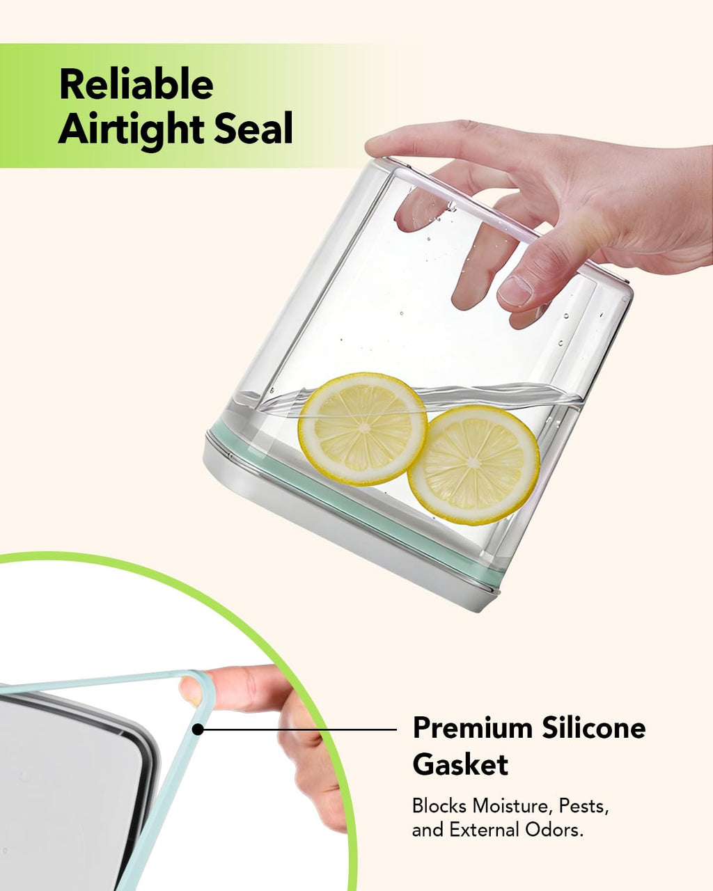EQI Airtight Food Storage Containers Set with One-Touch Lid, 2-Pack (2.8 QT / 2.65 L) Stackable PET, Best for Cereal, Flour, Rice & Baking Organizers.