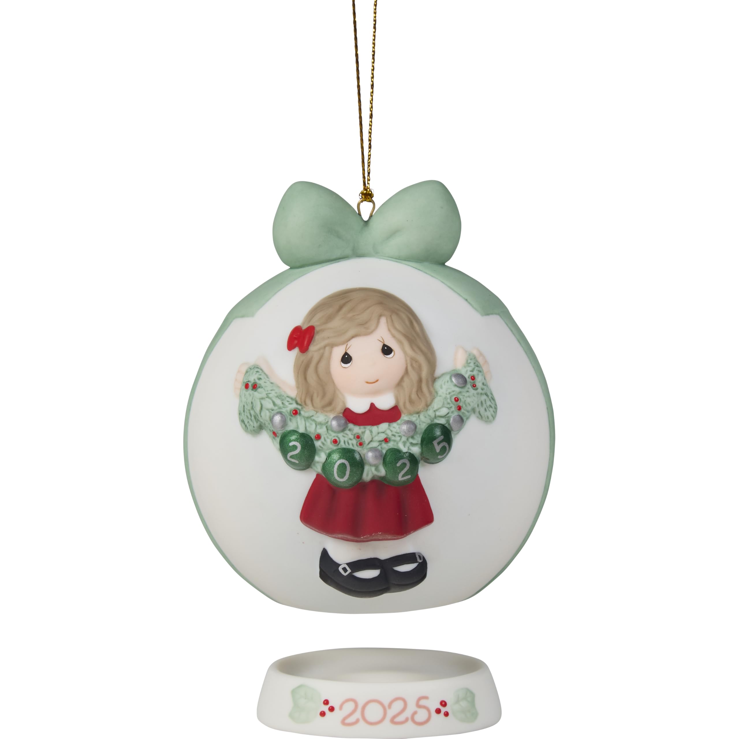 Precious Moments Deck The Halls 2025 Dated Girl Ornament Bisque Porcelain 2025 Ball Keepsake 251003