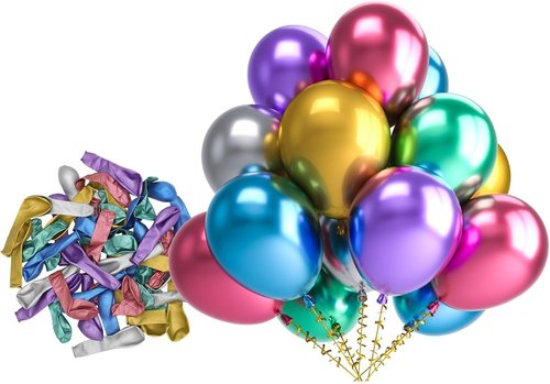 Bezente Metallic Chrome Latex Party Balloons - 150 Pack of 5-Inch Colorful Helium Balloons for Celebrations