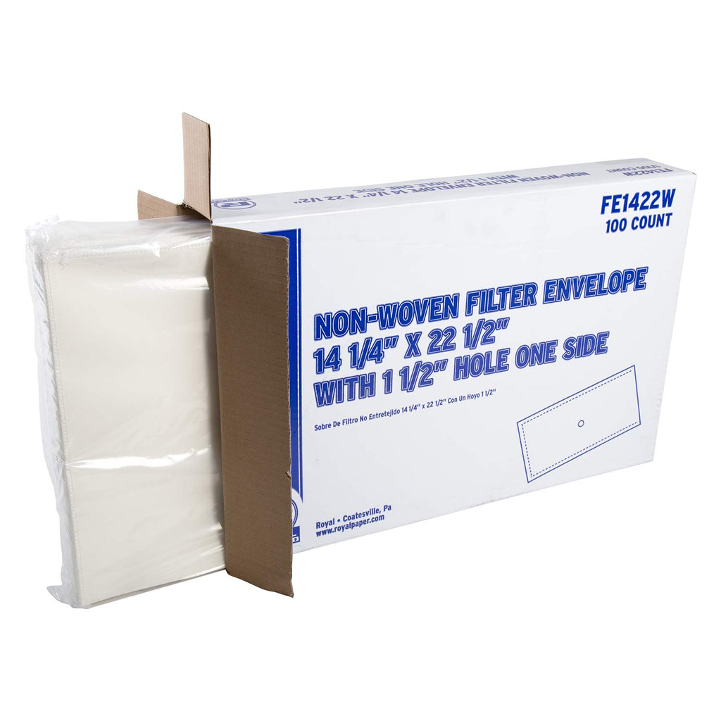 Royal Non-Woven Filter Envelopes with 1.5 Inch One Sided Hole, 14 Inch x 22.25 Inch, Package of 100