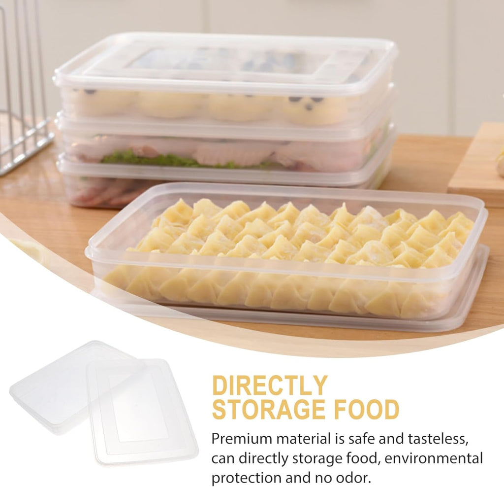 Uonlytech Large Airtight Dumpling Box - Clear Veggie Tray with Lid | Egg and Rice Storage Container