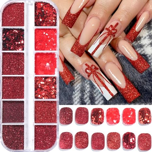 Brtavizvy 24-Color Christmas Nail Glitter Set with Brush for Winter Art