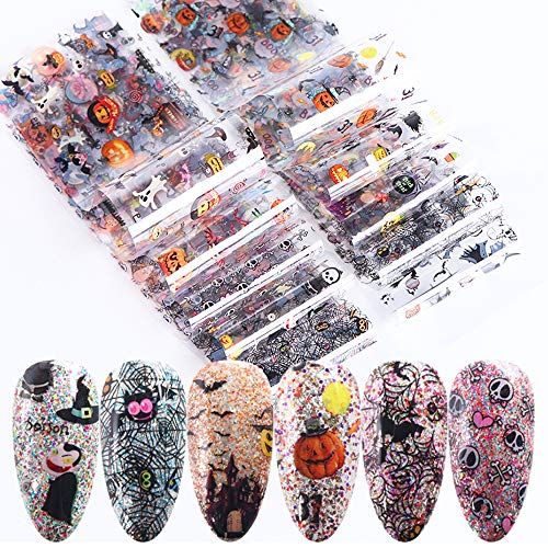 Halloween Nail Art Foil Transfer Set 10-Piece Pumpkin Ghost Decals